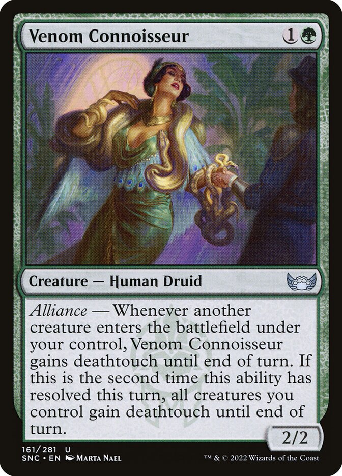 This Is An Image Of The Magic The Gathering Card Venom Connoisseur From The Set Foundations - Designed By Artist Marta Nael