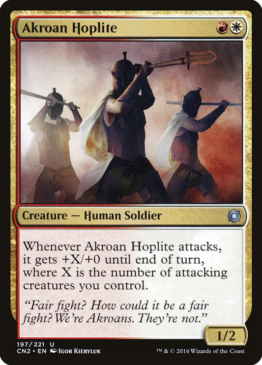 This Is An Image Of The Magic The Gathering Card Akroan Hoplite From The Set Conspiracy: Take the Crown - Designed By Artist Igor Kieryluk