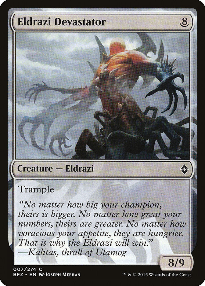 This Is An Image Of The Magic The Gathering Card Eldrazi Devastator From The Set Battle for Zendikar - Designed By Artist Joseph Meehan