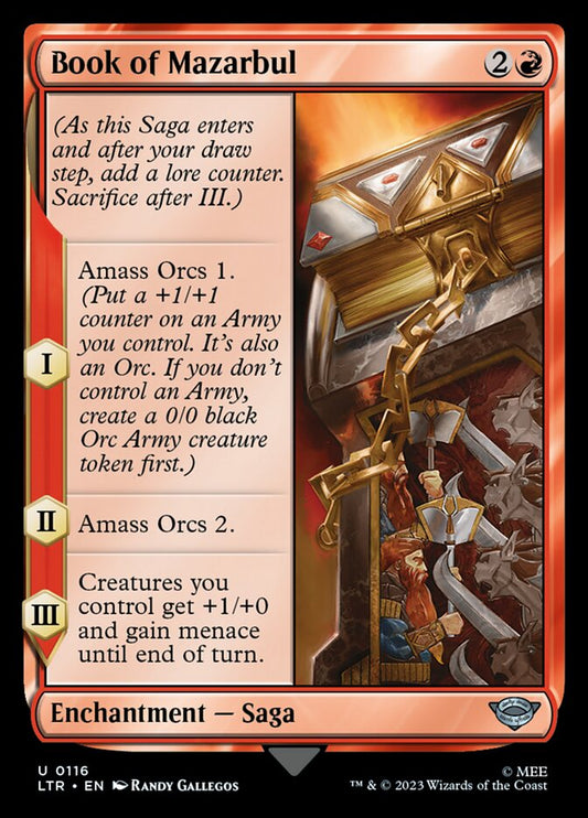 This Is An Image Of The Magic The Gathering Card Book of Mazarbul From The Set The Lord of the Rings: Tales of Middle-earth - Designed By Artist Randy Gallegos