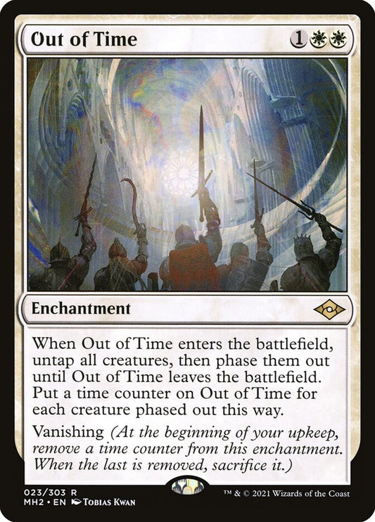 This Is An Image Of The Magic The Gathering Card Out of Time From The Set Modern Horizons 2 - Designed By Artist Tobias Kwan
