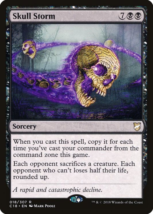 This Is An Image Of The Magic The Gathering Card Skull Storm From The Set Commander 2018 - Designed By Artist Mark Poole