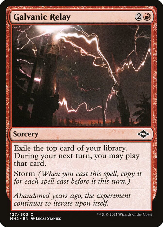 This Is An Image Of The Magic The Gathering Card Galvanic Relay From The Set Modern Horizons 2 - Designed By Artist Lucas Staniec