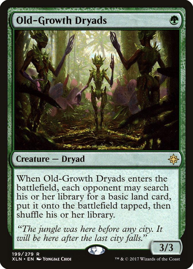 This Is An Image Of The Magic The Gathering Card Old-Growth Dryads From The Set Ixalan - Designed By Artist Yongjae Choi