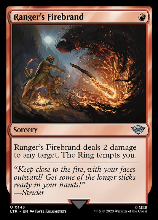 This Is An Image Of The Magic The Gathering Card Ranger's Firebrand From The Set The Lord of the Rings: Tales of Middle-earth - Designed By Artist Pavel Kolomeyets