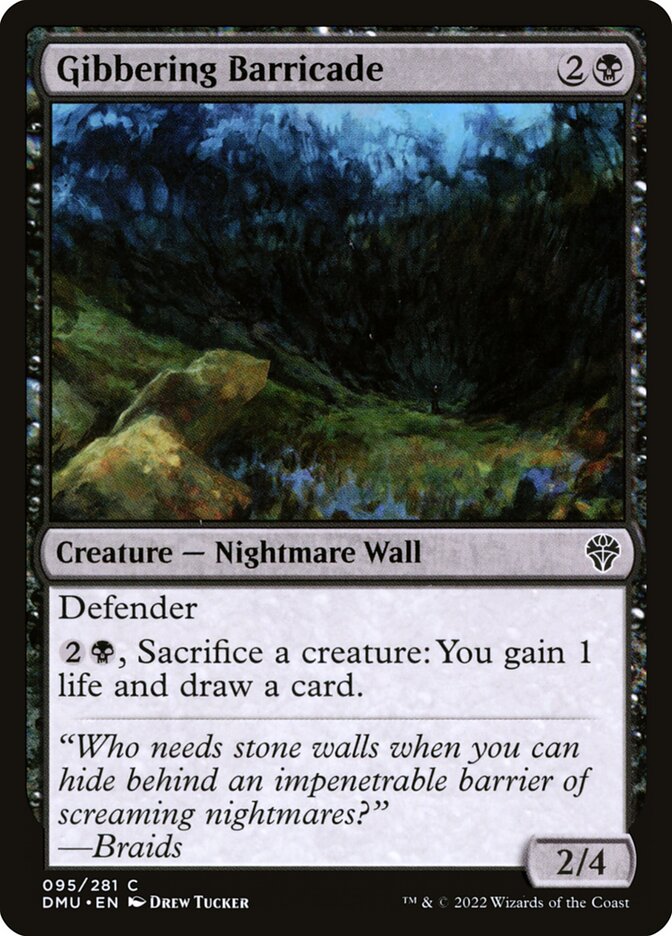 This Is An Image Of The Magic The Gathering Card Gibbering Barricade From The Set Dominaria United - Designed By Artist Drew Tucker