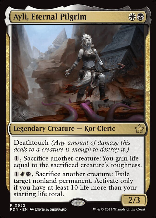 This Is An Image Of The Magic The Gathering Card Ayli, Eternal Pilgrim From The Set Foundations - Designed By Artist Cynthia Sheppard
