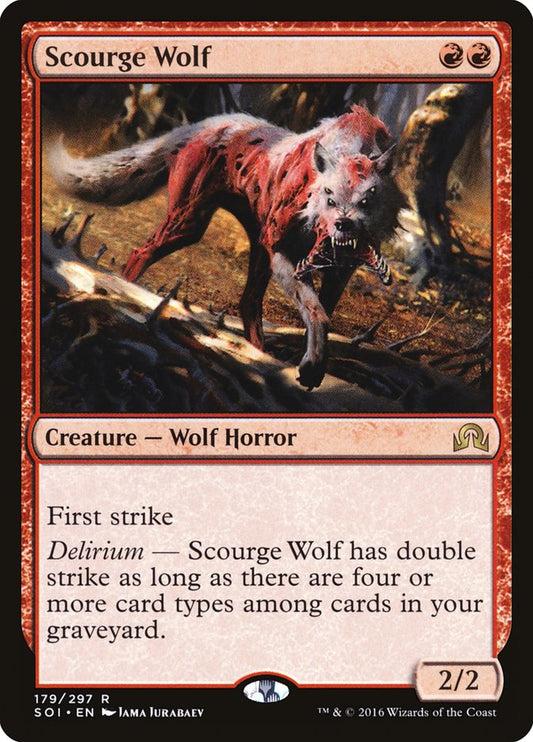 This Is An Image Of The Magic The Gathering Card Scourge Wolf From The Set Shadows over Innistrad - Designed By Artist Jama Jurabaev
