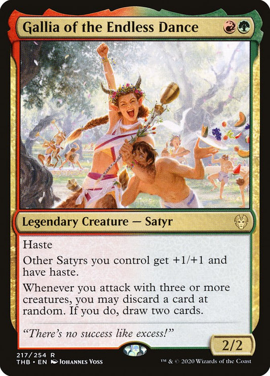 This Is An Image Of The Magic The Gathering Card Gallia of the Endless Dance From The Set Theros Beyond Death - Designed By Artist Johannes Voss