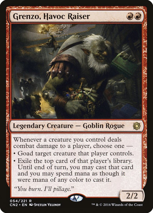 This Is An Image Of The Magic The Gathering Card Grenzo, Havoc Raiser From The Set Tarkir: Dragonstorm Commander - Designed By Artist Svetlin Velinov