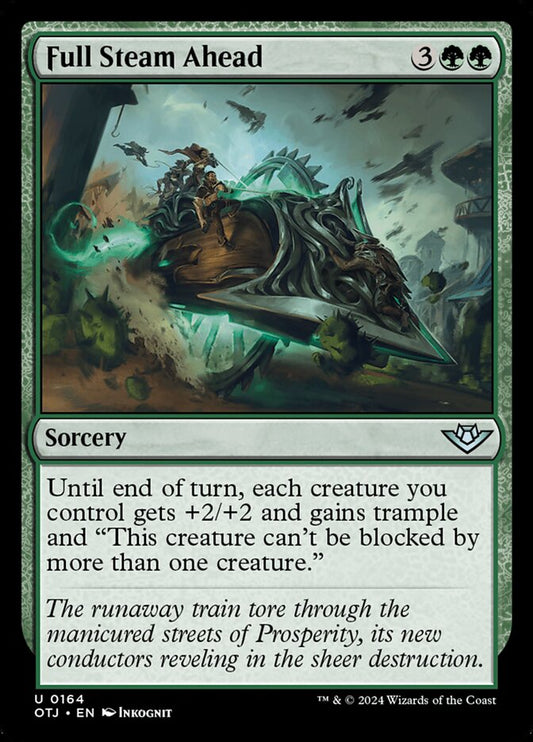 This Is An Image Of The Magic The Gathering Card Full Steam Ahead From The Set Outlaws of Thunder Junction - Designed By Artist Inkognit