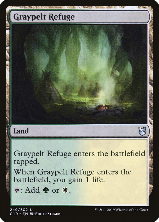 This Is An Image Of The Magic The Gathering Card Graypelt Refuge From The Set Commander 2019 - Designed By Artist Philip Straub