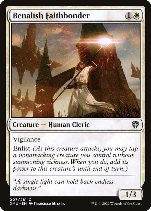 This Is An Image Of The Magic The Gathering Card Benalish Faithbonder From The Set Dominaria United - Designed By Artist Francisco Miyara