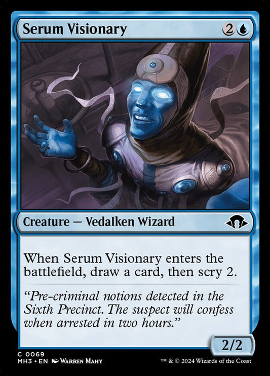 This Is An Image Of The Magic The Gathering Card Serum Visionary From The Set Modern Horizons 3 - Designed By Artist Warren Mahy