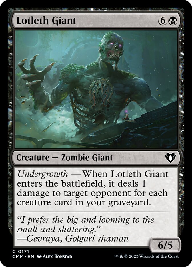 This Is An Image Of The Magic The Gathering Card Lotleth Giant From The Set Commander Masters - Designed By Artist Alex Konstad