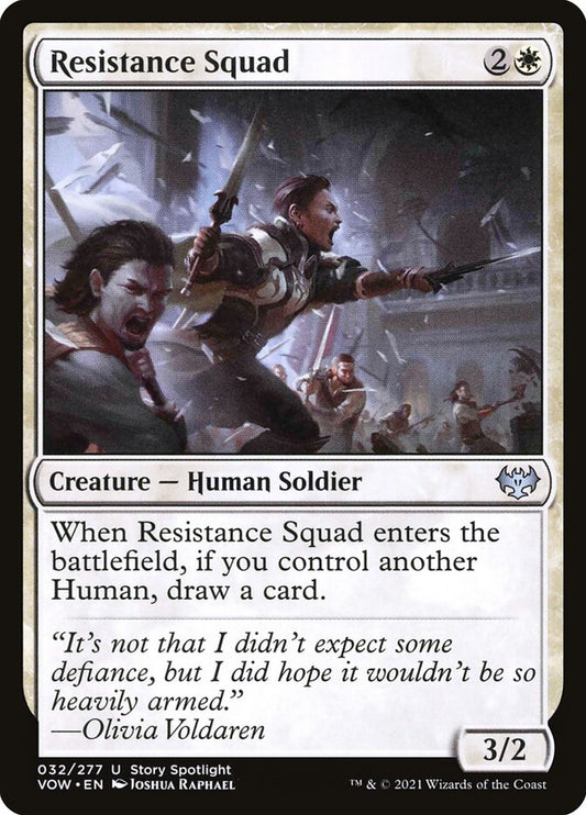 This Is An Image Of The Magic The Gathering Card Resistance Squad From The Set Innistrad: Crimson Vow - Designed By Artist Joshua Raphael