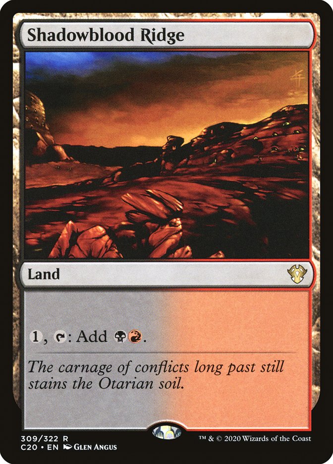This Is An Image Of The Magic The Gathering Card Shadowblood Ridge From The Set Duskmourn: House of Horror Commander - Designed By Artist Sam White