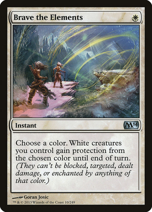 This Is An Image Of The Magic The Gathering Card Brave the Elements From The Set Commander 2014 - Designed By Artist Goran Josic