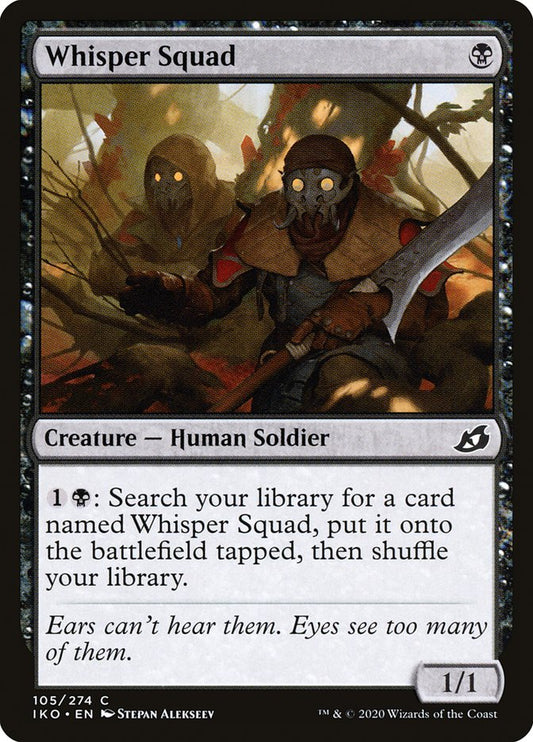 This Is An Image Of The Magic The Gathering Card Whisper Squad From The Set Ikoria: Lair of Behemoths - Designed By Artist Stepan Alekseev