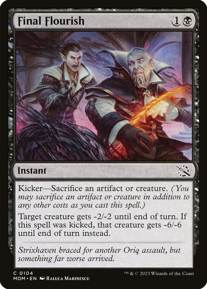 This Is An Image Of The Magic The Gathering Card Final Flourish From The Set March of the Machine - Designed By Artist Raluca Marinescu