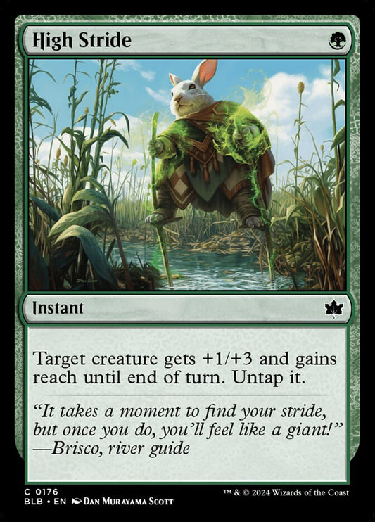 This Is An Image Of The Magic The Gathering Card High Stride From The Set Bloomburrow - Designed By Artist Dan Murayama Scott
