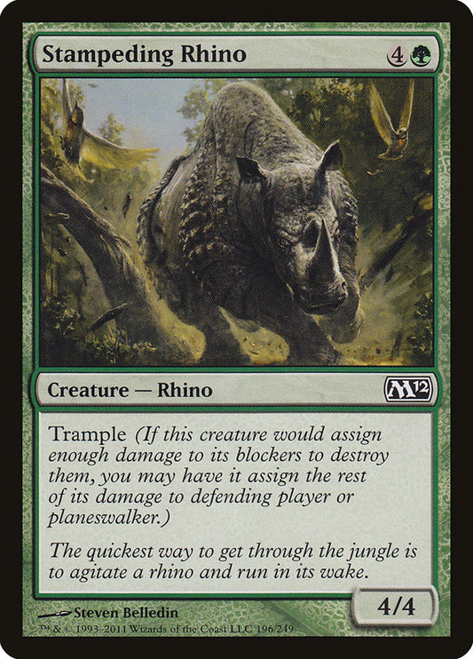 This Is An Image Of The Magic The Gathering Card Stampeding Rhino From The Set Welcome Deck 2017 - Designed By Artist Steven Belledin