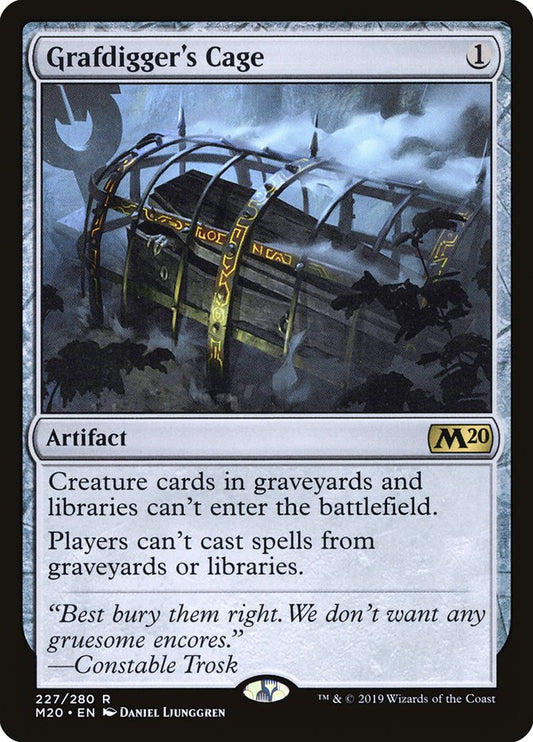 This Is An Image Of The Magic The Gathering Card Grafdigger's Cage From The Set Core Set 2020 - Designed By Artist Daniel Ljunggren