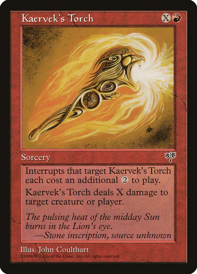 This Is An Image Of The Magic The Gathering Card Kaervek's Torch From The Set Vintage Masters - Designed By Artist John Coulthart