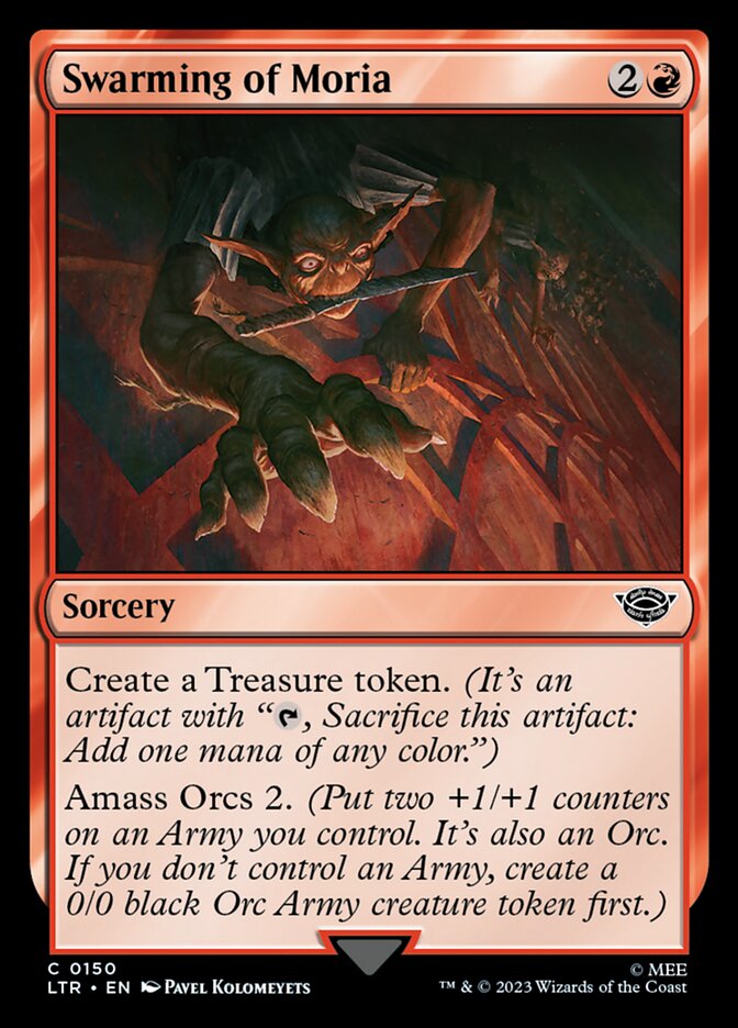 This Is An Image Of The Magic The Gathering Card Swarming of Moria From The Set The Lord of the Rings: Tales of Middle-earth - Designed By Artist Pavel Kolomeyets