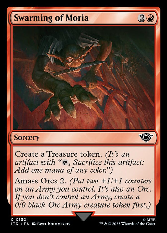 This Is An Image Of The Magic The Gathering Card Swarming of Moria From The Set The Lord of the Rings: Tales of Middle-earth - Designed By Artist Pavel Kolomeyets