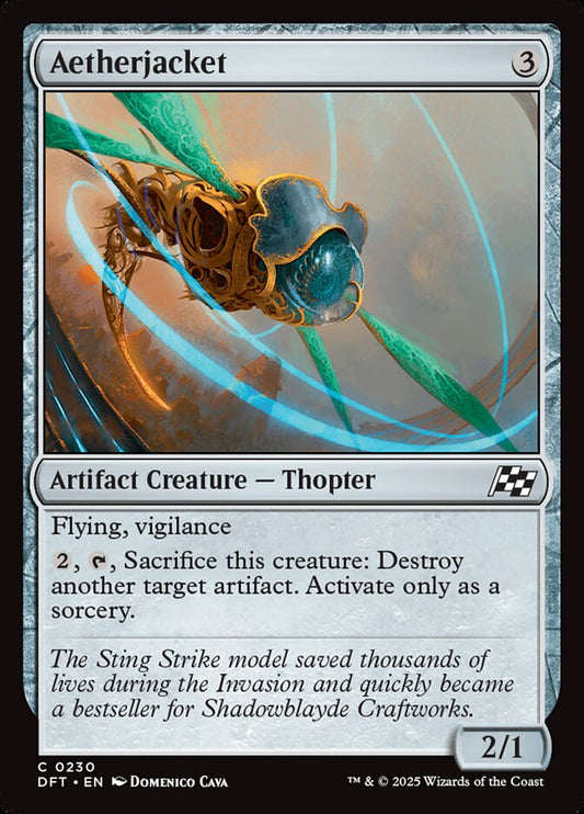 This Is An Image Of The Magic The Gathering Card Aetherjacket From The Set Aetherdrift - Designed By Artist Domenico Cava