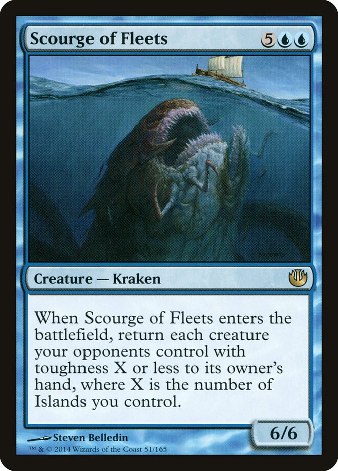 This Is An Image Of The Magic The Gathering Card Scourge of Fleets From The Set Commander Legends - Designed By Artist Steven Belledin