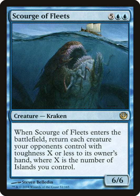 This Is An Image Of The Magic The Gathering Card Scourge of Fleets From The Set Commander Legends - Designed By Artist Steven Belledin