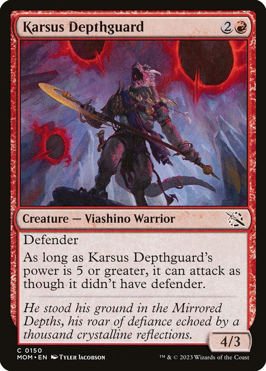 This Is An Image Of The Magic The Gathering Card Karsus Depthguard From The Set March of the Machine - Designed By Artist Tyler Jacobson