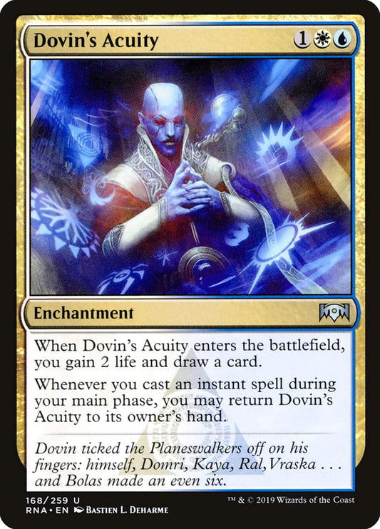 This Is An Image Of The Magic The Gathering Card Dovin's Acuity From The Set Ravnica Allegiance - Designed By Artist Bastien L. Deharme