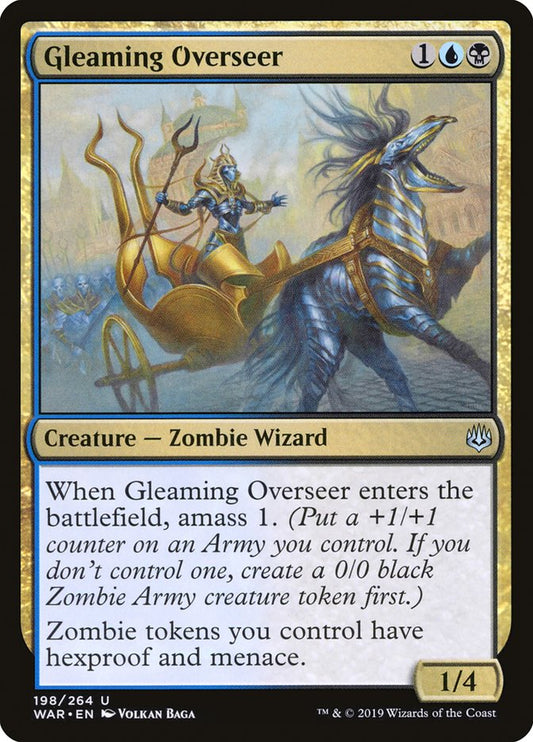 This Is An Image Of The Magic The Gathering Card Gleaming Overseer From The Set Midnight Hunt Commander - Designed By Artist Volkan Baǵa