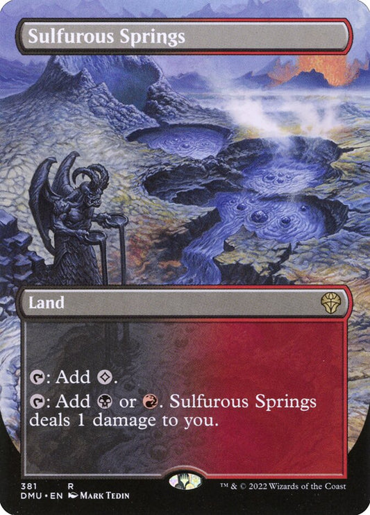 This Is An Image Of The Magic The Gathering Card Sulfurous Springs From The Set Duskmourn: House of Horror Commander - Designed By Artist Bruce Brenneise
