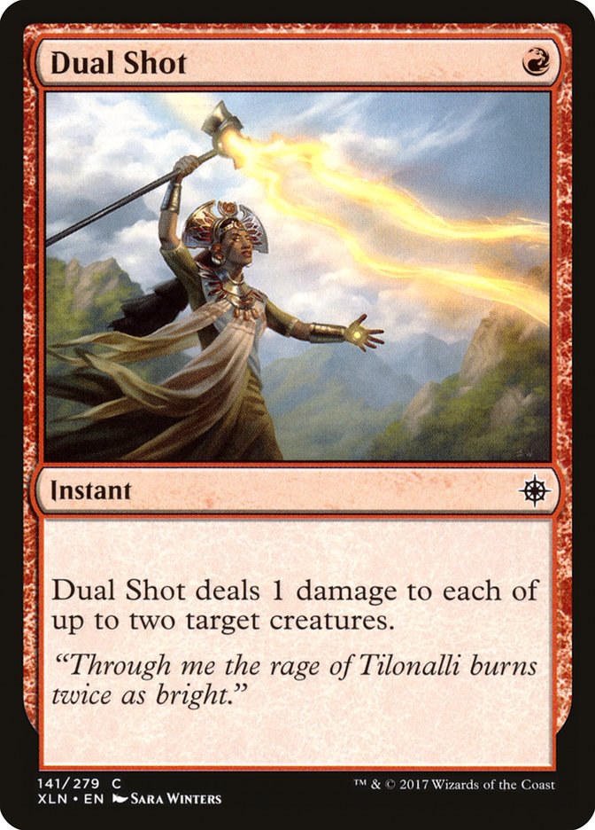 This Is An Image Of The Magic The Gathering Card Dual Shot From The Set Ixalan - Designed By Artist Sara Winters