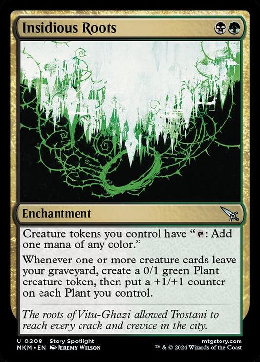 This Is An Image Of The Magic The Gathering Card Insidious Roots From The Set Murders at Karlov Manor - Designed By Artist Jeremy Wilson