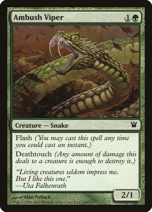 This Is An Image Of The Magic The Gathering Card Ambush Viper From The Set Innistrad Remastered - Designed By Artist Alan Pollack