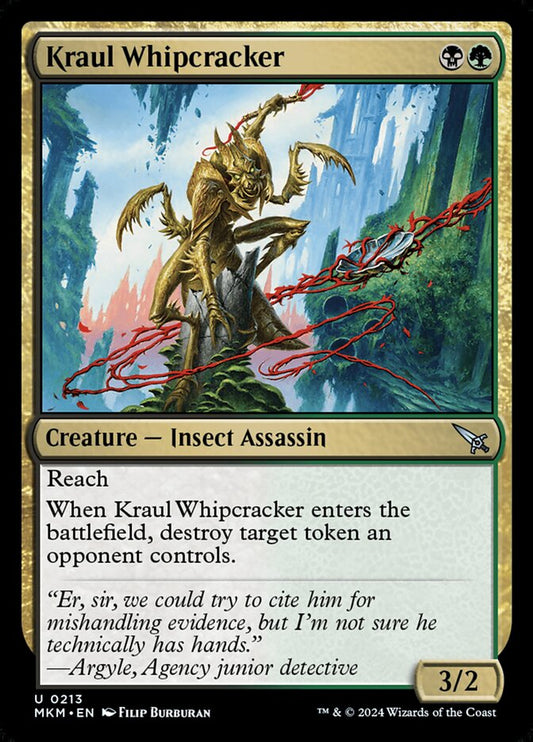 This Is An Image Of The Magic The Gathering Card Kraul Whipcracker From The Set Murders at Karlov Manor - Designed By Artist Filip Burburan