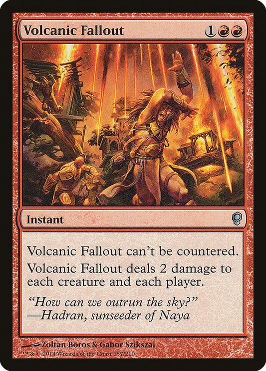 This Is An Image Of The Magic The Gathering Card Volcanic Fallout From The Set Commander Legends - Designed By Artist Zoltan Boros & Gabor Szikszai