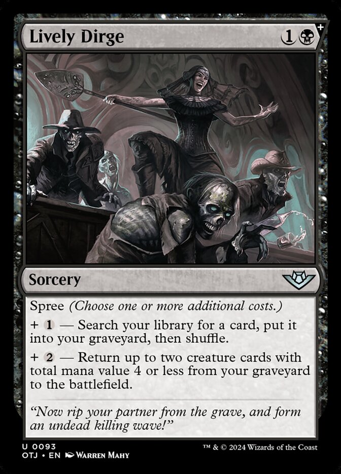 This Is An Image Of The Magic The Gathering Card Lively Dirge From The Set Outlaws of Thunder Junction - Designed By Artist Warren Mahy