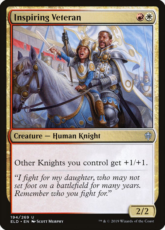 This Is An Image Of The Magic The Gathering Card Inspiring Veteran From The Set Throne of Eldraine - Designed By Artist Scott Murphy