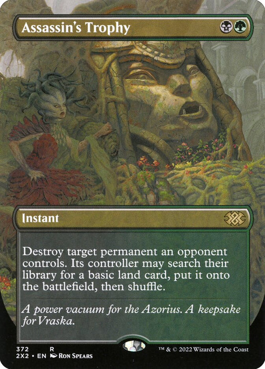 This Is An Image Of The Magic The Gathering Card Assassin's Trophy From The Set Murders at Karlov Manor - Designed By Artist Dmitry Burmak