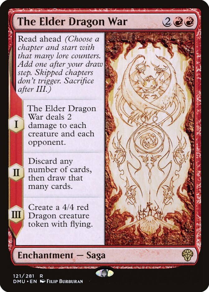 This Is An Image Of The Magic The Gathering Card The Elder Dragon War From The Set Dominaria United - Designed By Artist Filip Burburan
