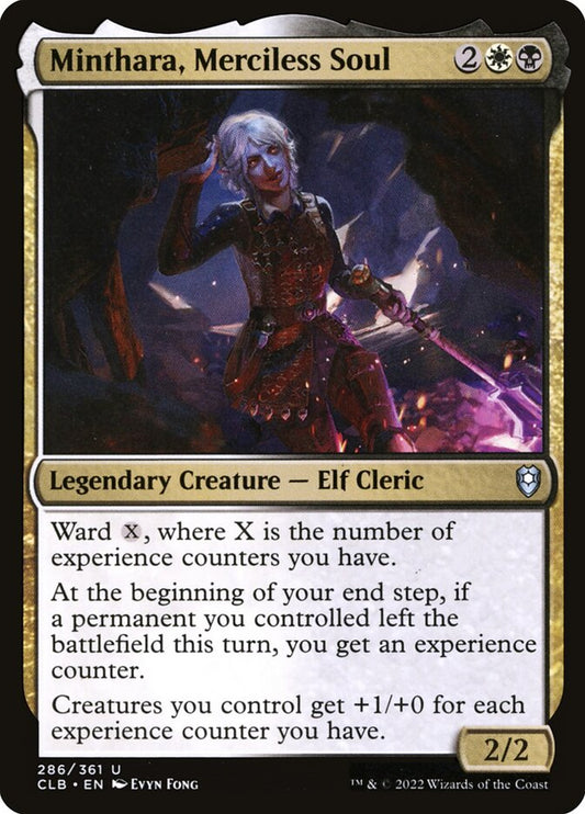 This Is An Image Of The Magic The Gathering Card Minthara, Merciless Soul From The Set Commander Legends: Battle for Baldur's Gate - Designed By Artist Evyn Fong