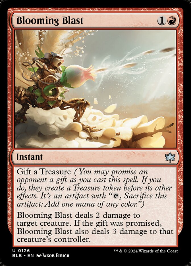 This Is An Image Of The Magic The Gathering Card Blooming Blast From The Set Bloomburrow - Designed By Artist Jakob Eirich