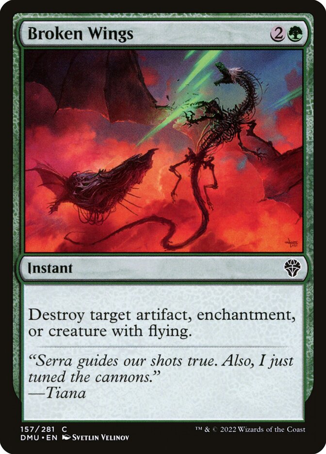 This Is An Image Of The Magic The Gathering Card Broken Wings From The Set Aetherdrift - Designed By Artist Nils Hamm