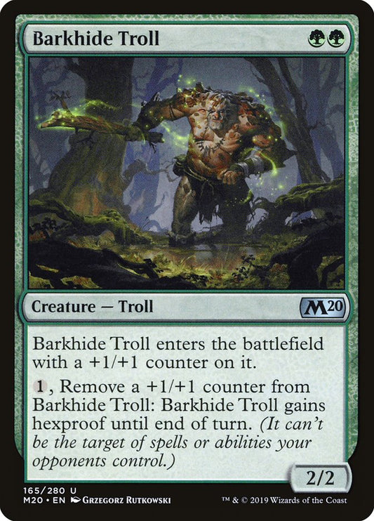 This Is An Image Of The Magic The Gathering Card Barkhide Troll From The Set Core Set 2020 - Designed By Artist Grzegorz Rutkowski